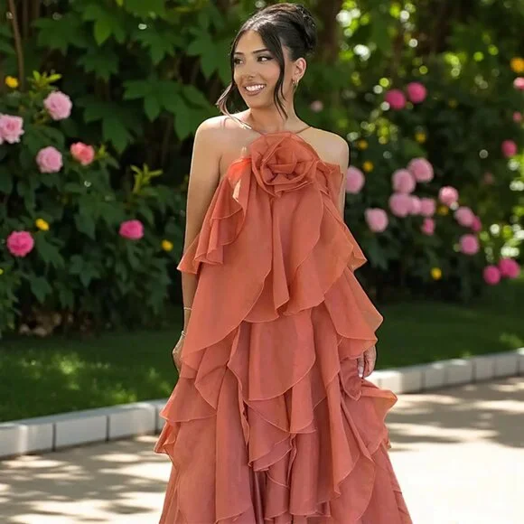 Pandorea Layered Maxi Dress - Coral Clay - Picture 3 of 10
